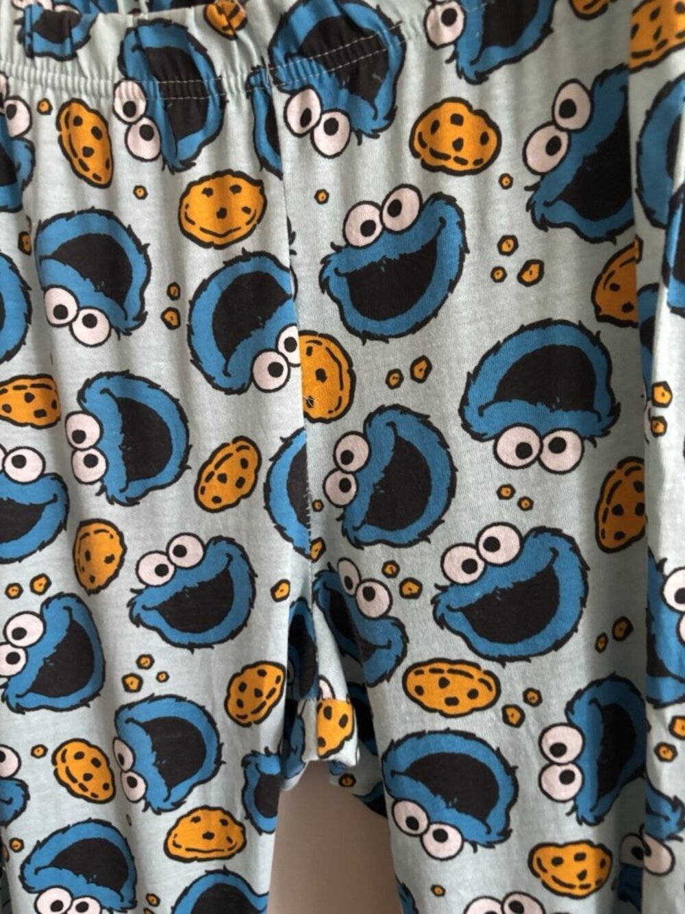Women's Cookie Monster Pajama Pants Lounge Blue Medium Lightweight Sesame Street - Picture 3 of 10